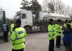Trucks enter IGas site this morning
